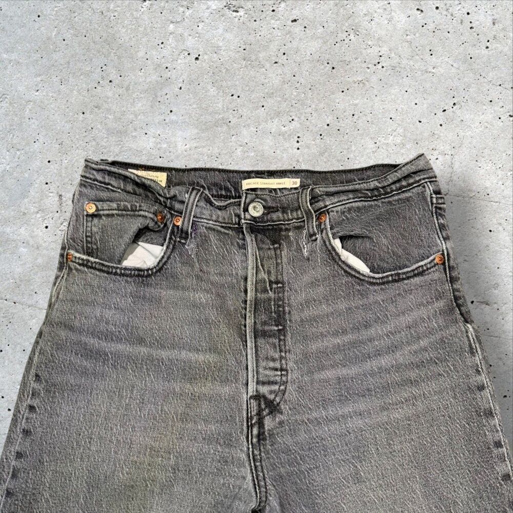 Levi’s 501 Original Fit Women's Jeans Gray Ribcage Straight Button Fly Size 30 - Picture 7 of 13